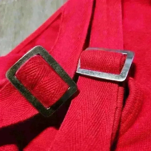 Vintage  Y2K red tank top / halter top with thick adjustable buckle straps - Picture 7 of 11